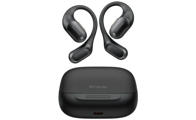 MCDODO HP-007 Open-Ear True Wireless Earbuds with LED Display BT Headphones IPX4 Water Resistant, up to 24 Hours Play Time- Black